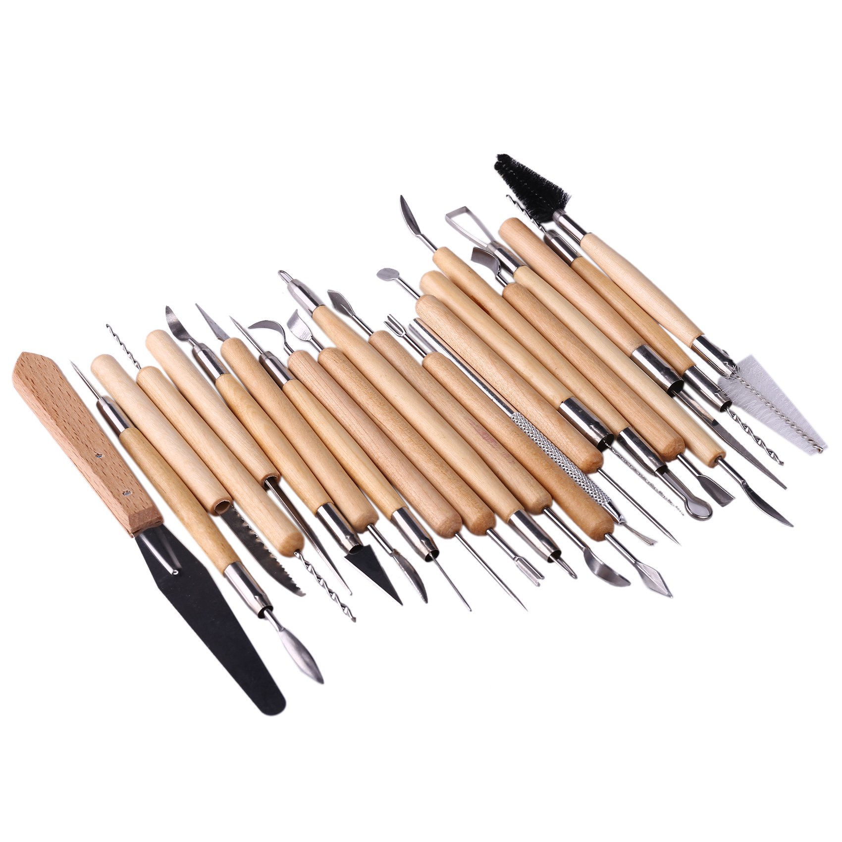 30 Handicraft Clay Carving Tools Pottery Carving Tools Pottery and Ceramic  Wooden Handle Modeling Clay Tools 